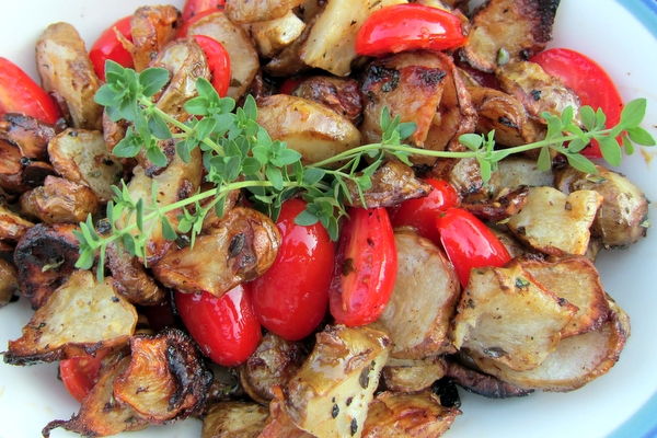 Roasted Sunchokes with Grape Tomatoes