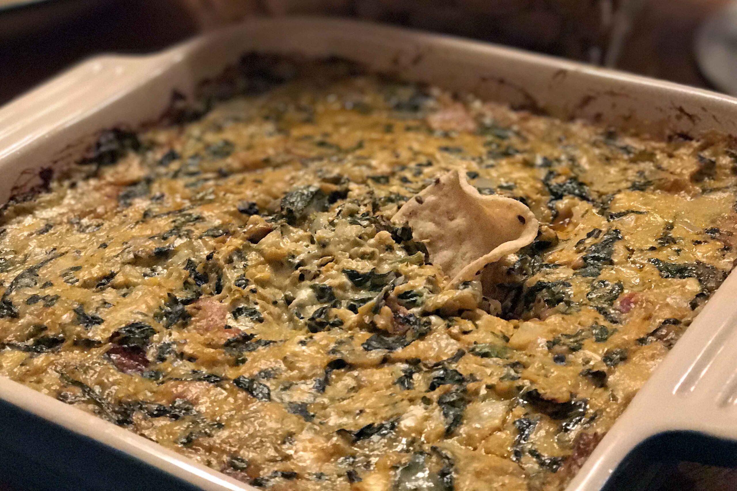 Buffalo-Bacon-Spinach-Artichoke Dip