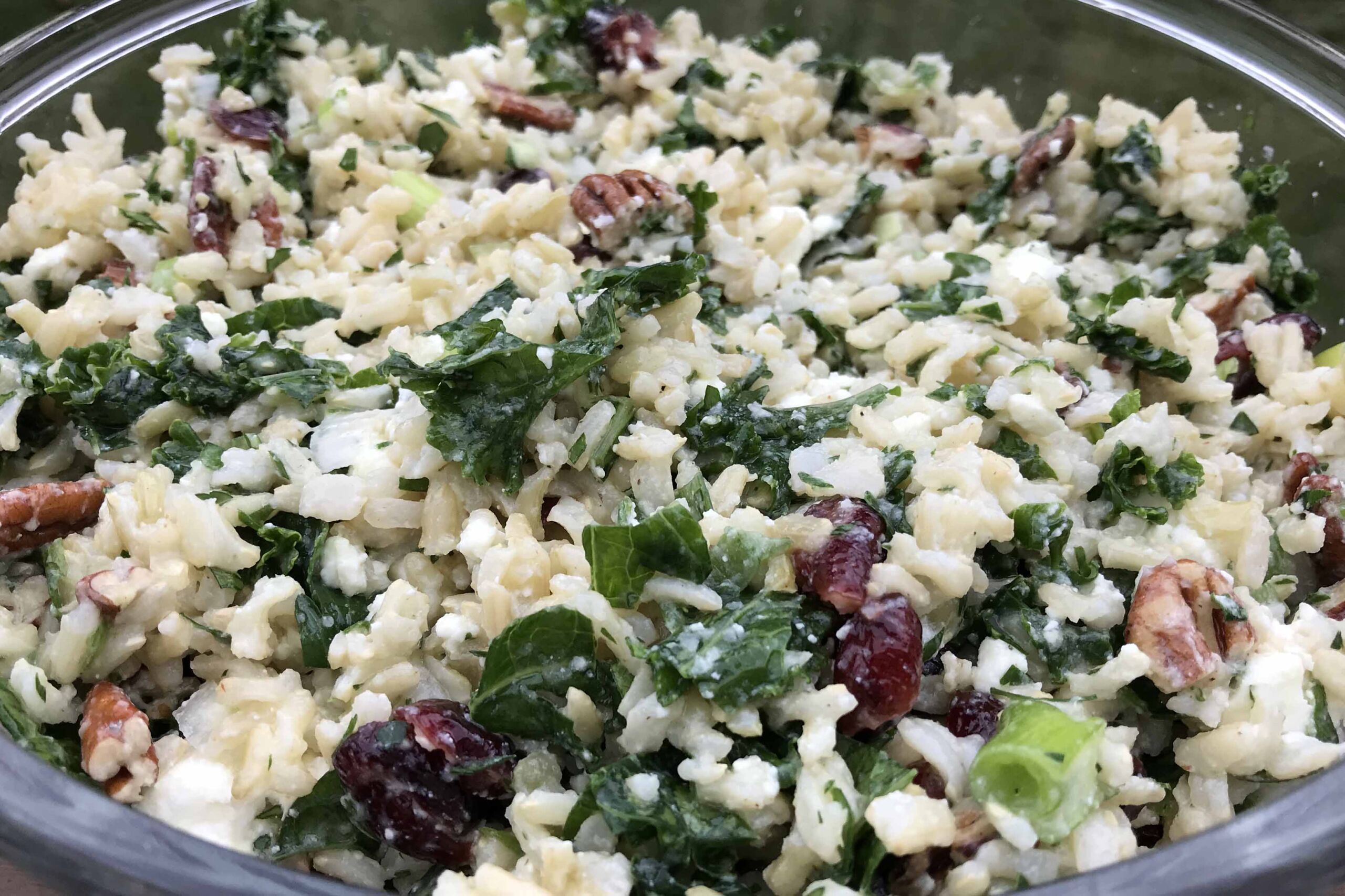 Kale, Cranberry, Pecan, Feta and Brown Rice Salad
