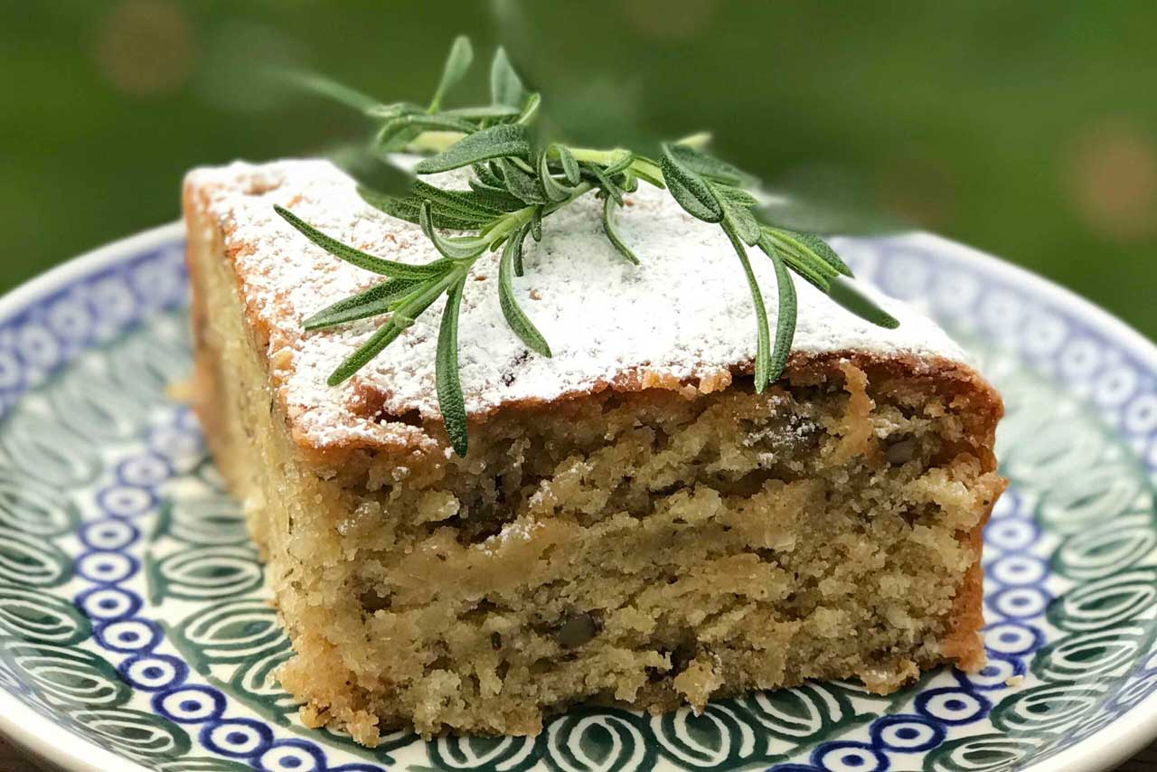 Walnut Rosemary Coconut Cake Gluten Free