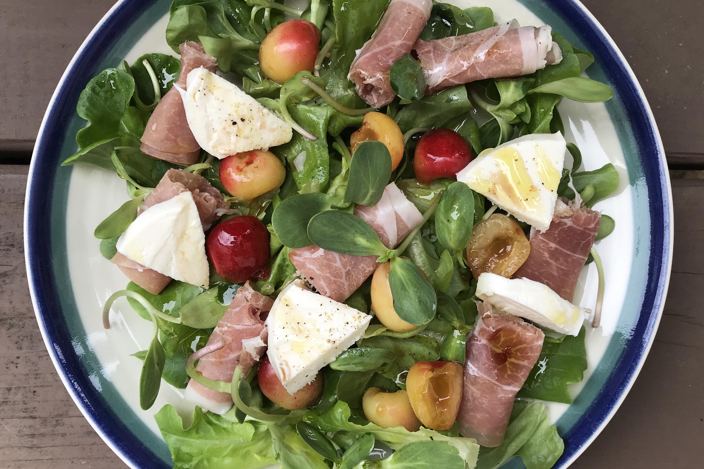 Sunflower Shoots, Prosciutto and Mozzarella Salad