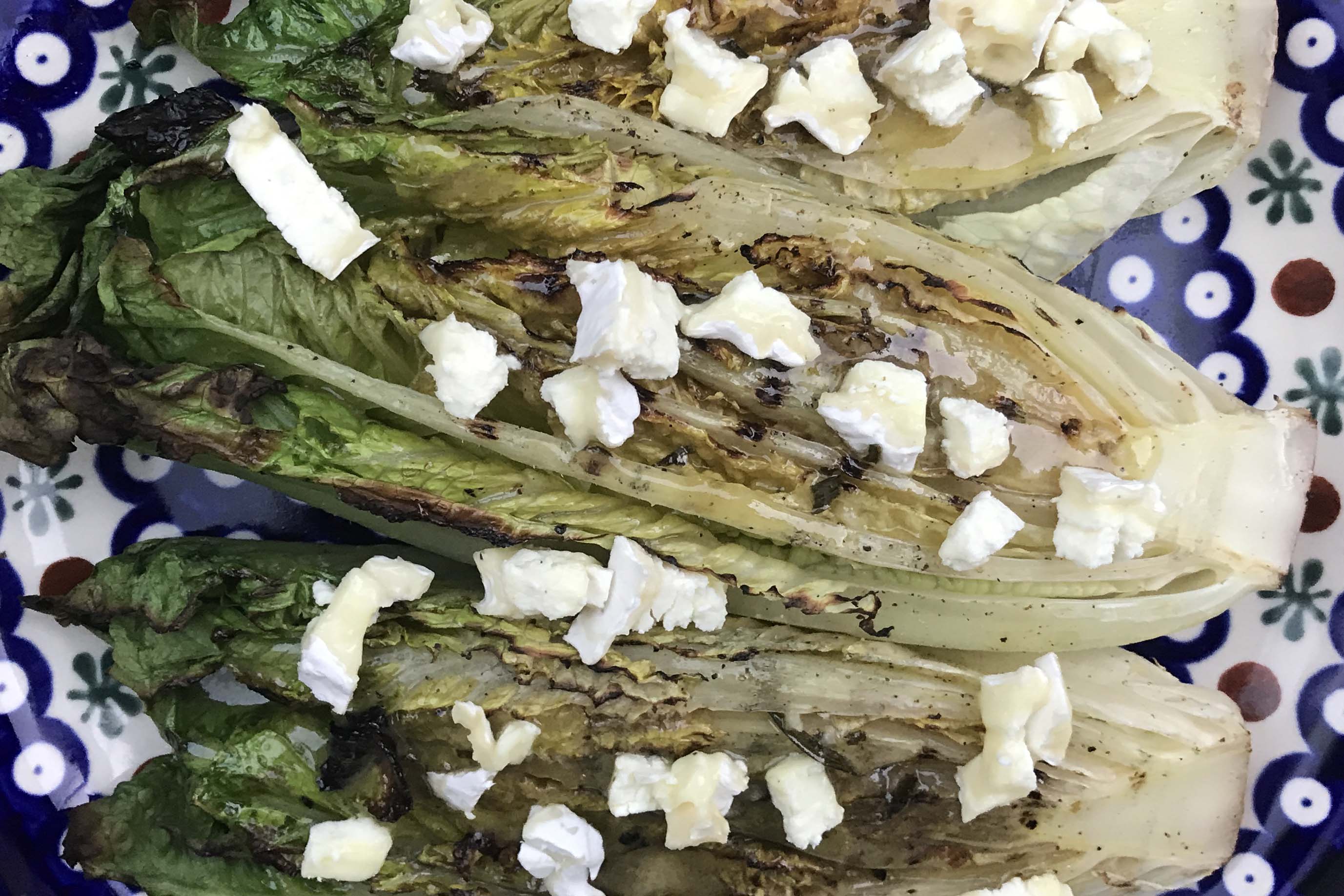 Grilled Romaine Hearts with Rosemary Vinaigrette