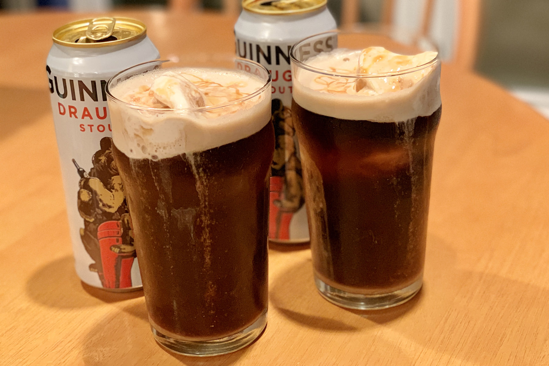 Guinness Ice Cream Float with Irish Whiskey Caramel