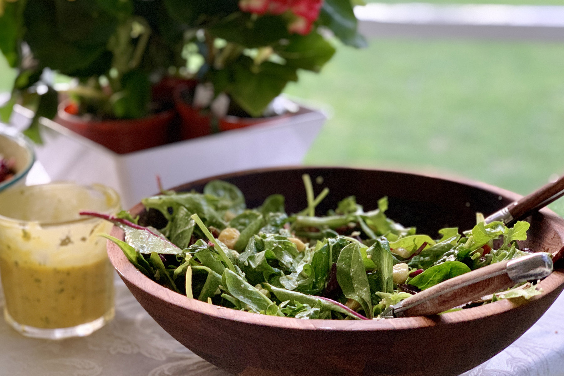 Tropical Green Salad with Mango Dressing