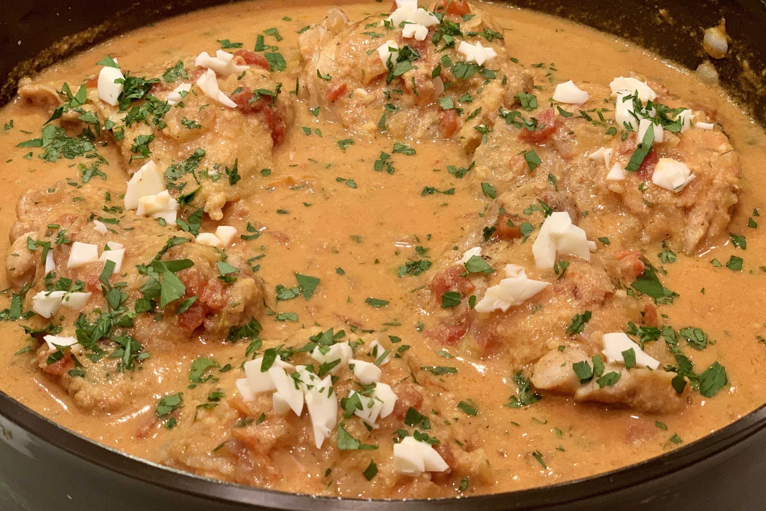 Spanish Braised Chicken with Saffron-Almond Sauce