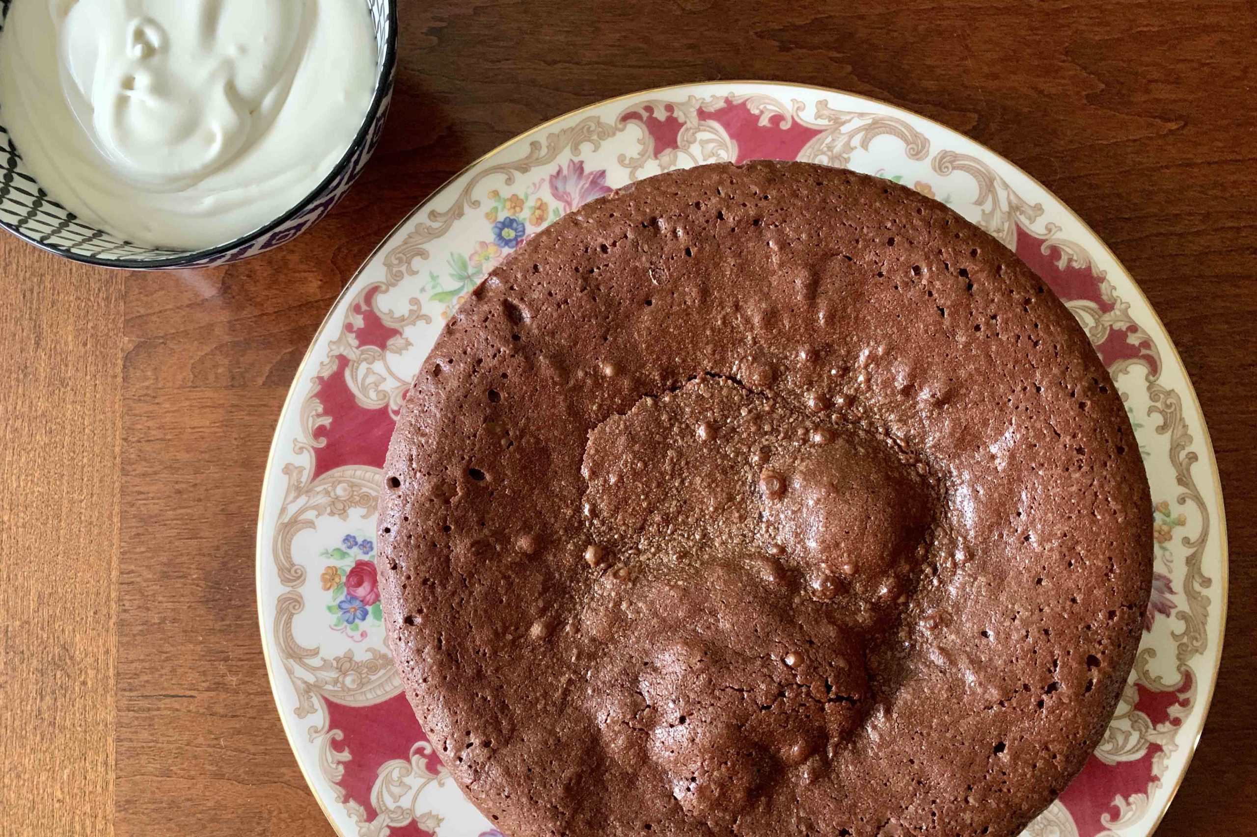 Bittersweet Chocolate Cake with Bourbon Crème Fraîche