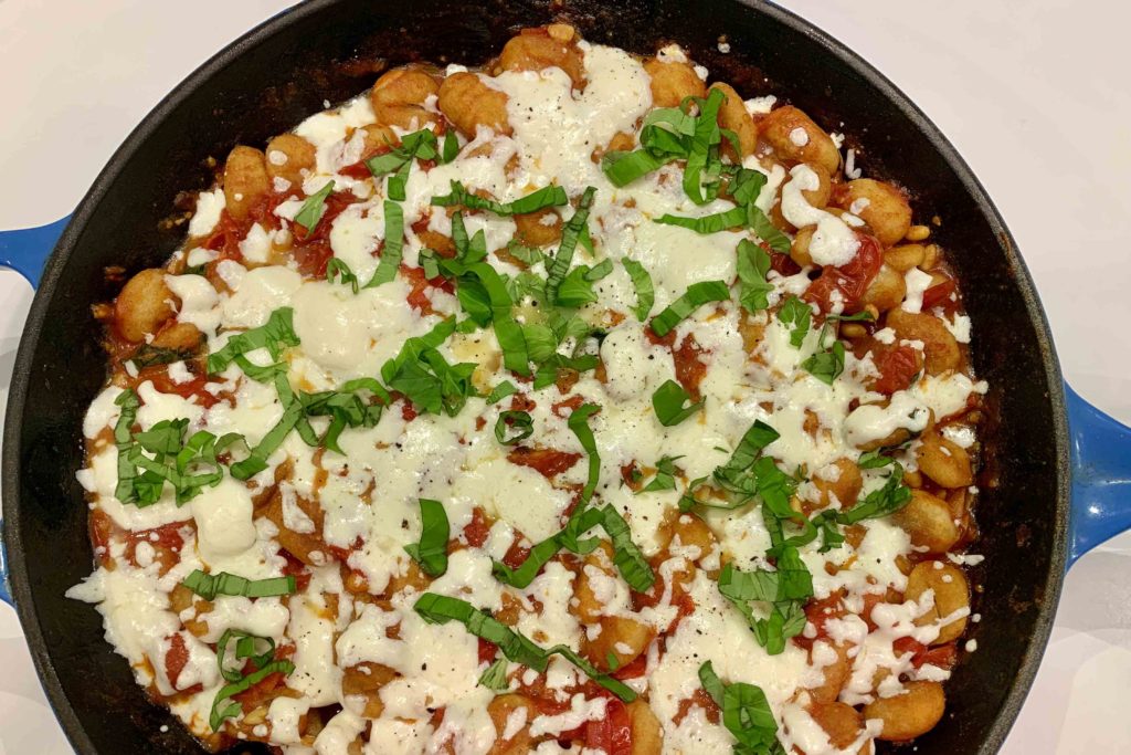 Roasted Gnocchi with Burst Tomatoes and Mozzarella