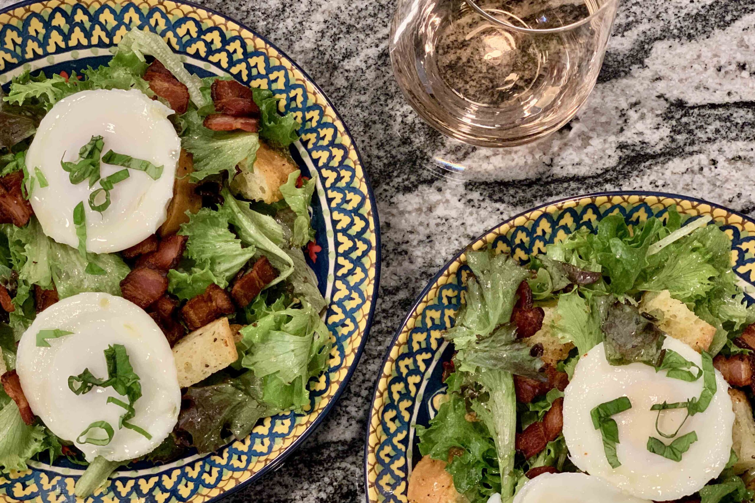 Salad with Lardons and Poached Eggs