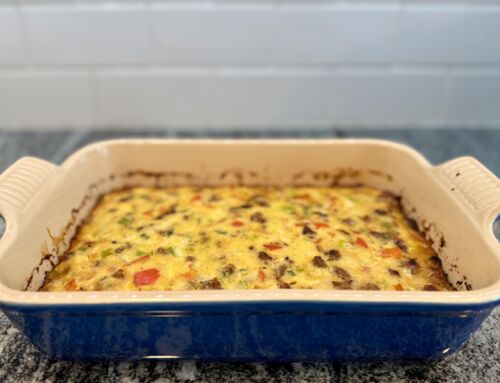 Sausage, Pepper and Cheddar Egg Casserole