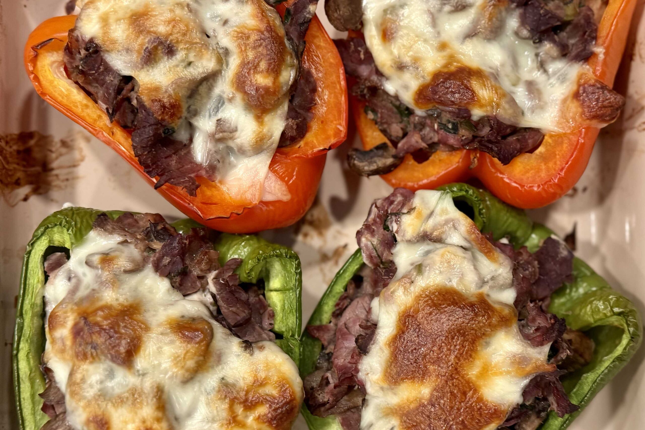 Roast Beef and Provolone Stuffed Peppers