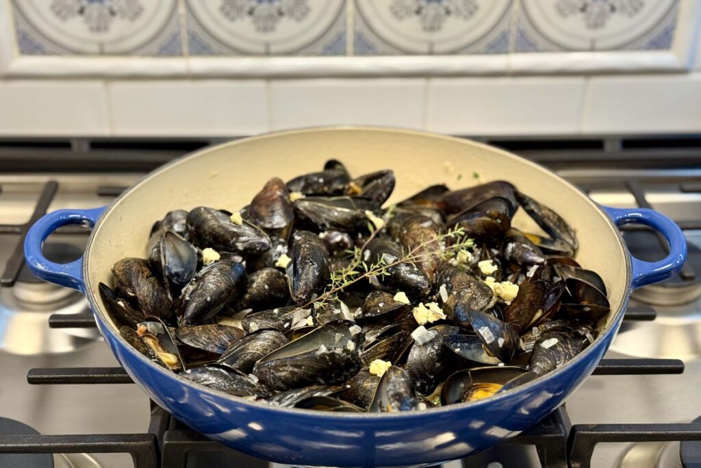 Mussels with Blue Cheese and Pancetta