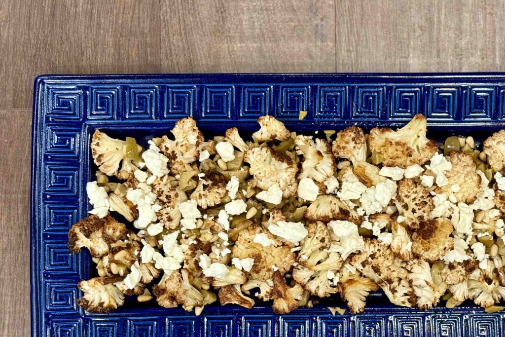 Cauliflower with Pine Nuts, Olives and Feta