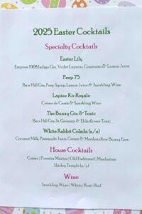 Easter Cocktail Menu 2025