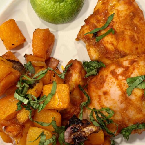 Sheet-Pan Red Curry Chicken and Butternut Squash